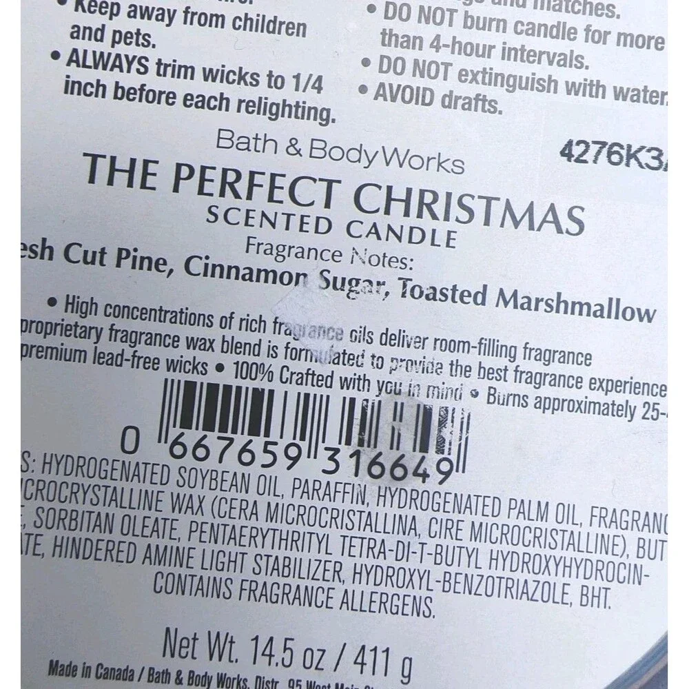 Bath & Body Works THE PERFECT CHRISTMAS 3 Wick Jar Candle 14.5 oz - Picture 4 of 5